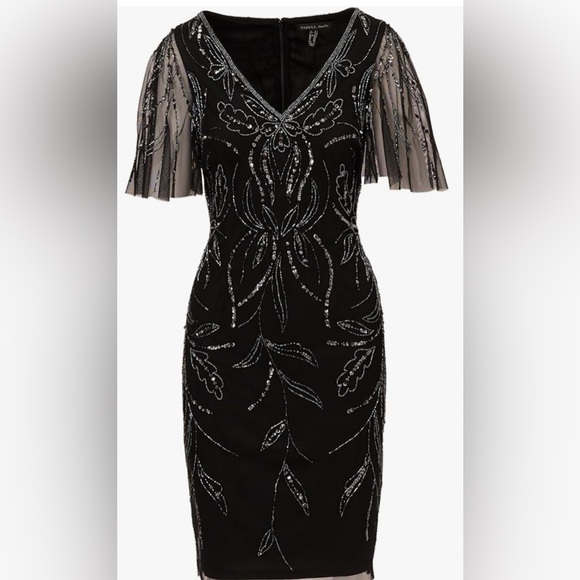 Women's Beaded V Neck Short Dress - Picture 1 of 7